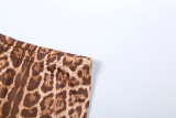 Women's Fall/Winter Leopard Print Long Sleeve Top Slim-Fit Capri Pants Set