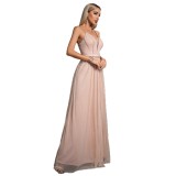 Women's Chic Formal Party Slim Mesh Strap Evening Gown