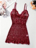 Women's Lace Bow Nightdress Chemise Pajama Set