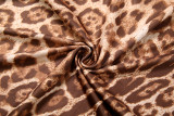Women's Fall/Winter Leopard Print Long Sleeve Top Slim-Fit Capri Pants Set