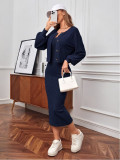 Women's Fall/Winter Long Sleeve Coat Strap Bodycon Dress Two-Piece Set