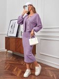 Women's Fall/Winter Long Sleeve Coat Strap Bodycon Dress Two-Piece Set