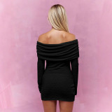Women's Spring Sexy Off-Shoulder Long Sleeve Short Dress