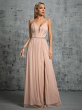Women's Chic Formal Party Slim Mesh Strap Evening Gown