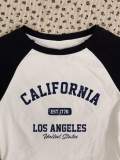 Women Letter Print Raglan Sleeve American Basic Top