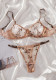 Women French Floral Embroidery See-Through Bra Lingerie Two-Piece Set