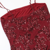 Women Sexy Sequined Slit Dress for Formal Party