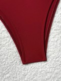 Women Sexy Hollow-Out Solid One-Piece Swimsuit