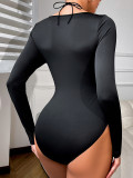 Women Mesh See-Through Sexy Hollow-Out Backless Bodysuit