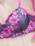 Women French Lace Floral Hollow-Out Bra Lingerie Two-Piece Set