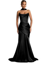 Women Prom Fishtail Evening Dress with Scarf（Processing time need 3-6 days）
