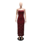 Women Sexy Sequined Slit Dress for Formal Party