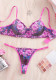 Women French Lace Floral Hollow-Out Bra Lingerie Two-Piece Set
