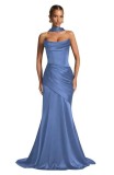 Women Prom Fishtail Evening Dress with Scarf（Processing time need 3-6 days）