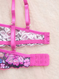 Women French Lace Floral Hollow-Out Bra Lingerie Two-Piece Set