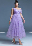 Women Purple Sexy V-Neck Backless Formal Party Evening Dress