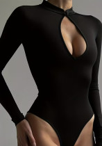 Women Sexy Long-Sleeve Solid Basic Bodysuit