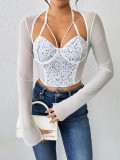 Women Summer Sexy Lace Shirt Underwire Top