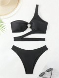 Women Sexy Hollow-Out Solid One-Piece Swimsuit