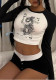 Women Dragon Letter Print Autumn Basic Top T-Shirt