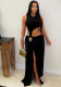 Women Ruffled Slit Dress
