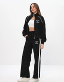 Women Composite Autumn and Winter American Zipper Hoodies and Pant Two-Piece Set