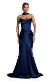 Women Prom Fishtail Evening Dress with Scarf（Processing time need 3-6 days）