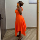Women Autumn Solid Halter Top and Skirt Two-Piece Set