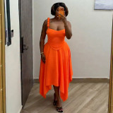 Women Autumn Solid Halter Top and Skirt Two-Piece Set