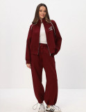 Women Composite Autumn and Winter American Zipper Hoodies and Pant Two-Piece Set