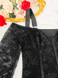 Women Sexy Lace Patchwork See-Through Bodysuit