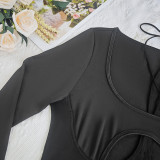 Women Mesh See-Through Sexy Hollow-Out Backless Bodysuit