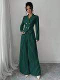 Women Fashion Blazer & Pleated Pants Two-Piece Set