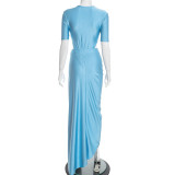 Women Chic Slim-Fit Bodysuit and Skirt Two-Piece Set