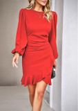 Women Spring Summer Puff Sleeve Bodycon Dress