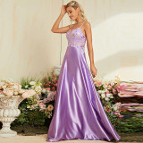 Women Spring Summer Sexy Deep V Sequin Strap Evening Dress