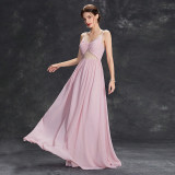 Women Spring Strap Chiffon A-Line Bridesmaid Dress