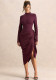 Women Autumn Winter Chic Elegant Solid Slim-Waist Asymmetric Midi Dress