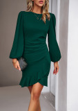Women Spring Summer Puff Sleeve Bodycon Dress