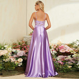 Women Spring Summer Sexy Deep V Sequin Strap Evening Dress