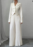 Women Fashion Blazer & Pleated Pants Two-Piece Set