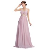 Women Spring Strap Chiffon A-Line Bridesmaid Dress