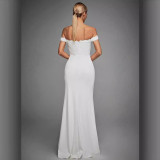 Women Spring Sexy Off-Shoulder High-Slit Chic Wedding Dress