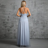 Women Holidays Chic Mesh Strap Maxi Evening Dress