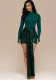 Women Autumn Winter Slim-Fit High-Neck Sequin Patchwork Mini Skirt Set