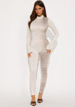 Women Sexy Long-Sleeve Snake Print Slim-Fit Jumpsuit