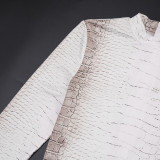 Women Sexy Long-Sleeve Snake Print Slim-Fit Jumpsuit