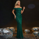Women Formal Party Chic Off-Shoulder Sexy Mermaid Evening Dress