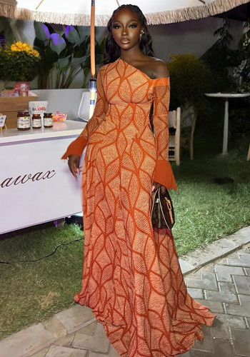 Women Chic Career Ruched One-Shoulder A-Line Maxi Dress