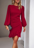 Women Spring Summer Puff Sleeve Bodycon Dress